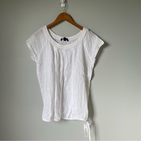 Lands' End 100% Linen White Top Size Medium - Picture 1 of 8
